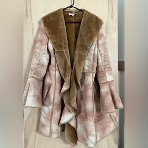 Newsport News Suede-like Coat Faux Fur Size 18